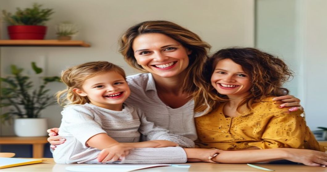 working mother happy family