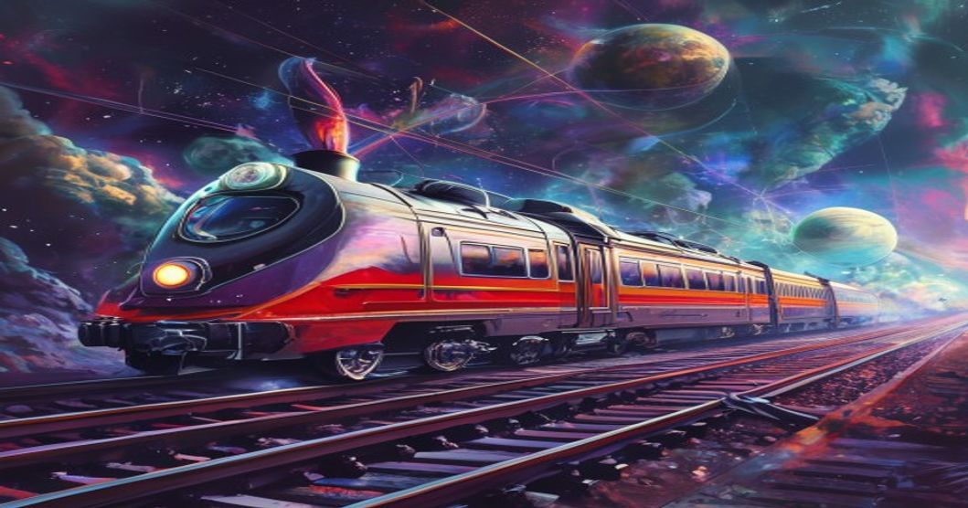 retro sci-fi train space