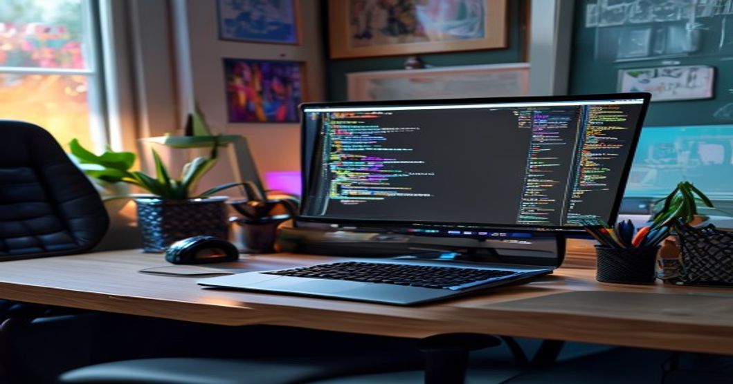 coding workspace laptop