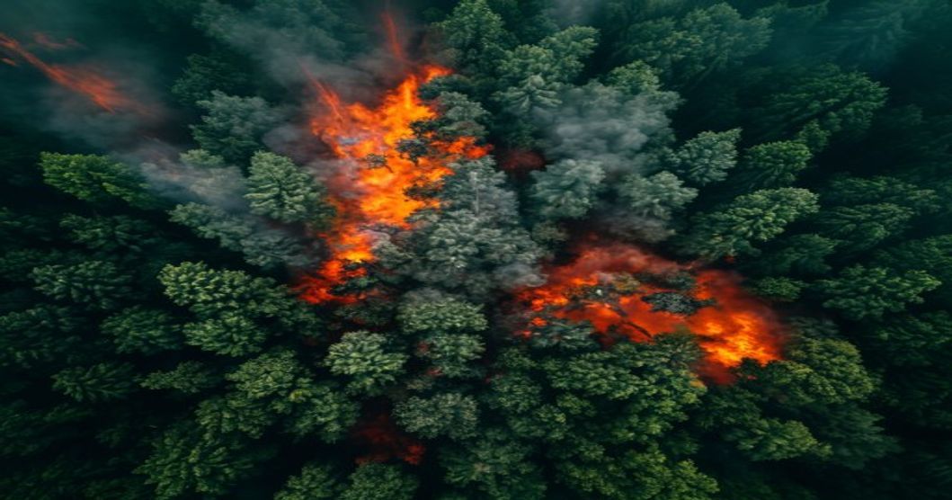forest fire aerial view