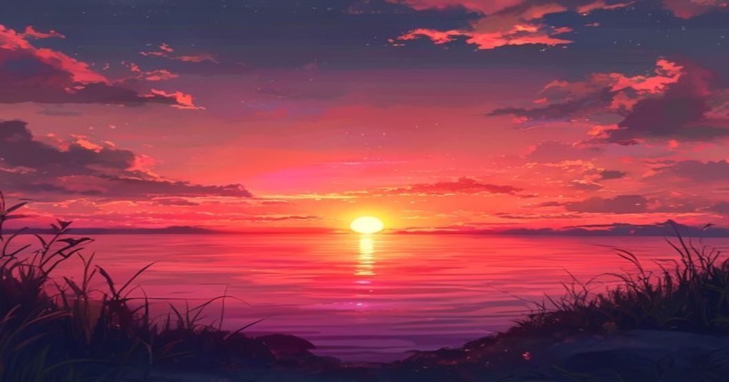 anime aesthetic sunset