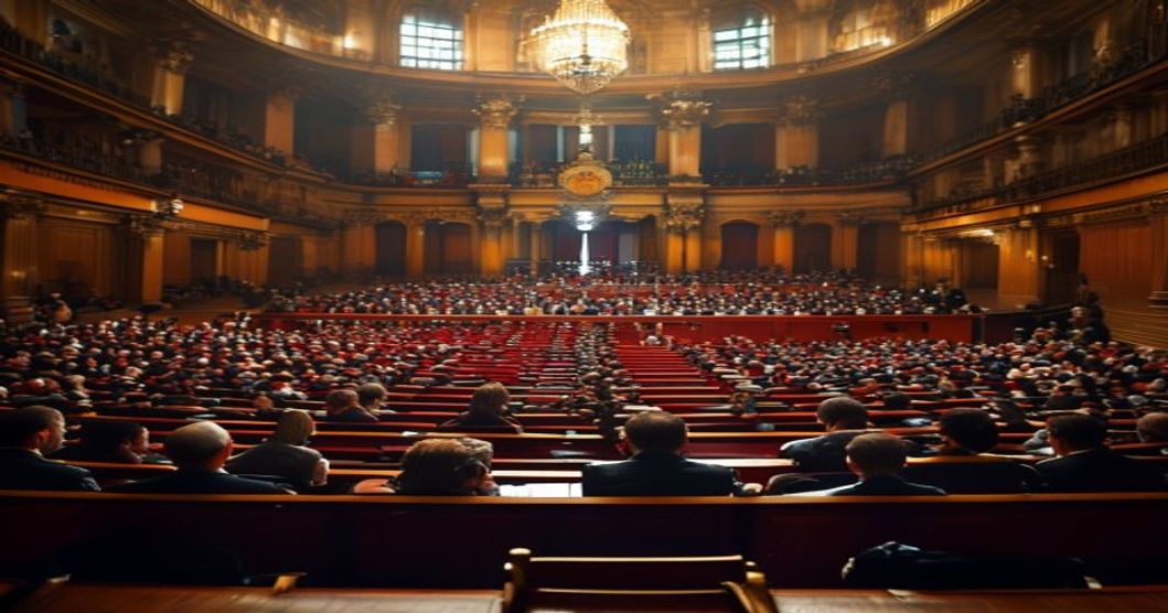 Spanish parliament, political debate, tense atmosphere