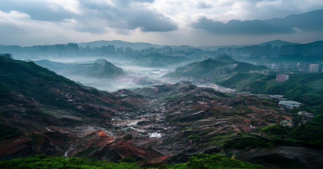 Chongqing landscape landslide